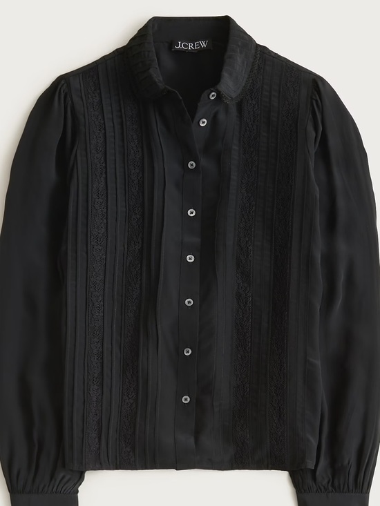 J. Crew Tops - NWT J.Crew Black Pintuck & Lace Button-Front Shirt Jacket